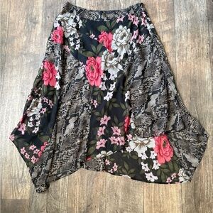 Vintage Y2K Floral and Snakeskin Print Women's Skirt